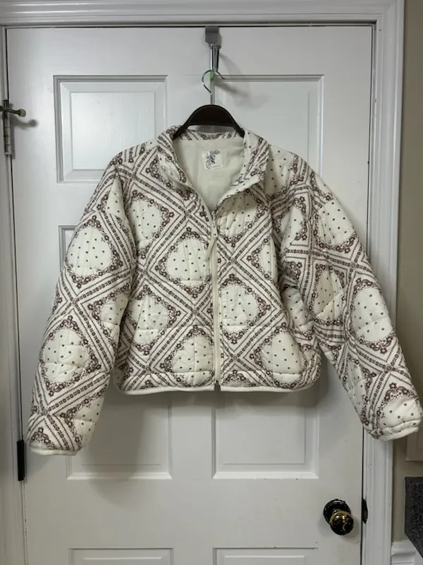 Altar'd State Cream Bandana-Print Quilted Puffer Jacket - Image 2