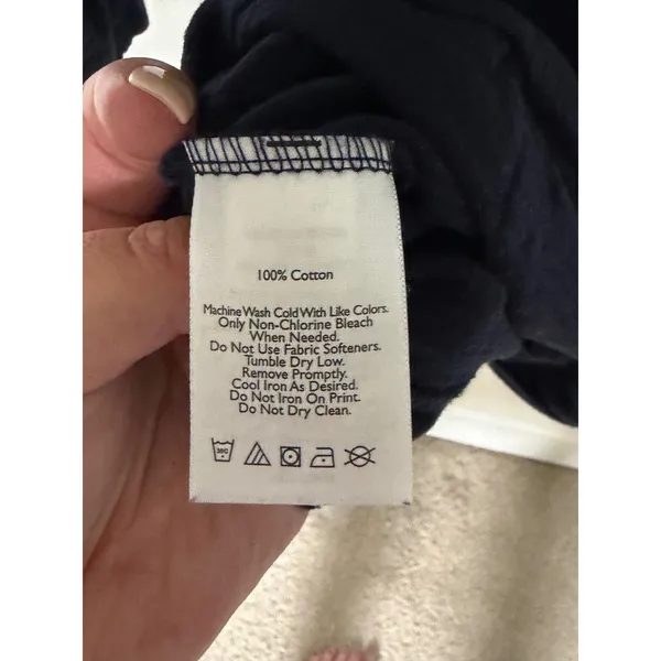 Eddie Bauer Outdoor Navy Blue 100% Cotton Ruched 3/4 Sleeve Zip Up Hoodie M - Image 6
