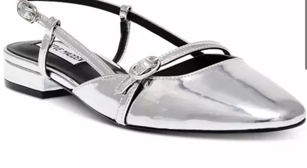 Steve Madden Strappy slingback mules flats metallic silver - Image 2