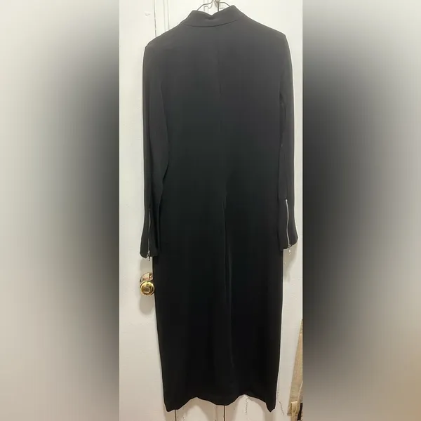 Nwt $139 Zara Zipper Midi Dress Zw Collection Black, Us Size L - Image 9