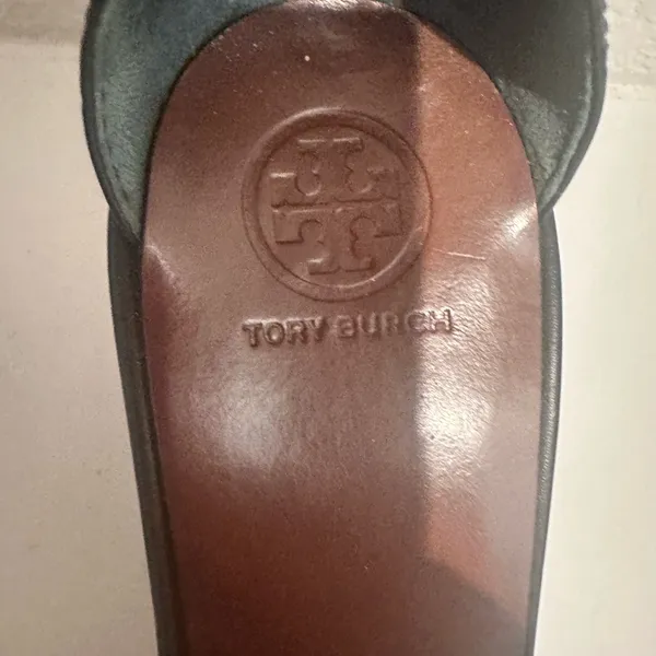Tory Burch Gabrielle Ankle Strap Block Heel Sandal Black Leather Size 7.5 - Image 5
