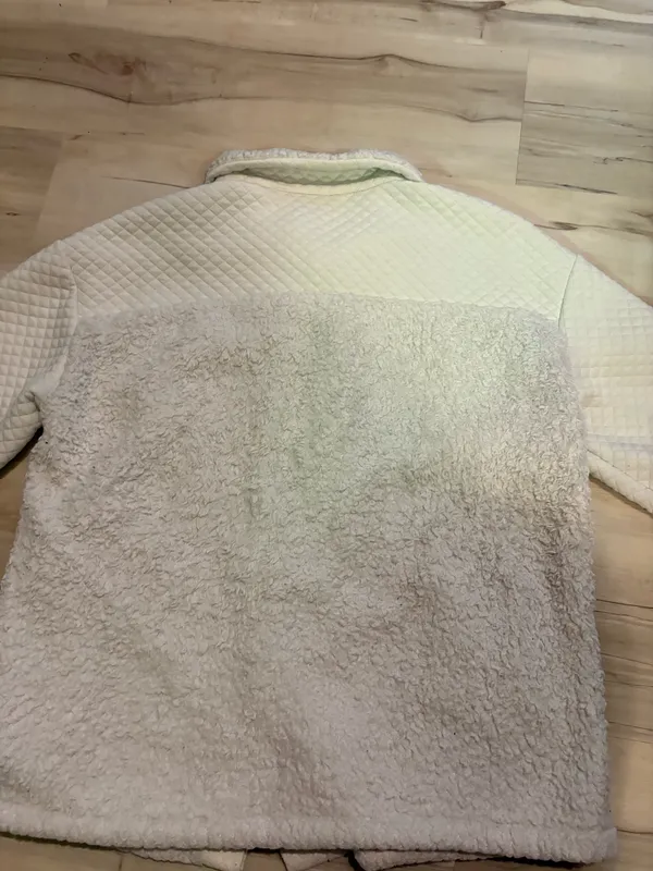 White fuzzy button up Size M - Image 3