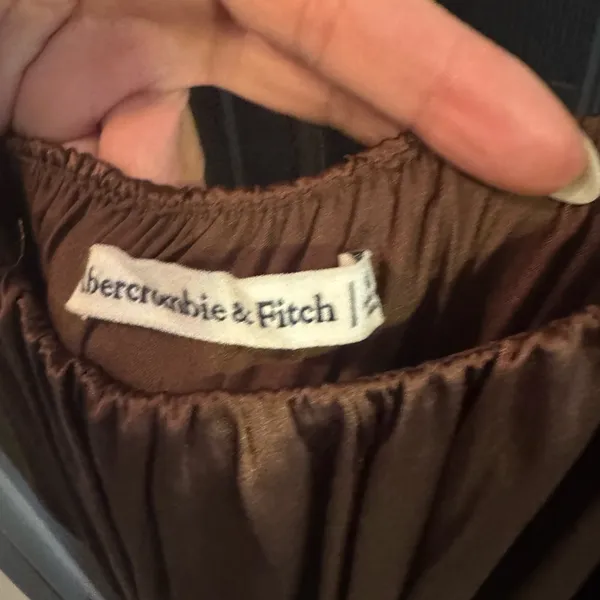 Abercrombie Medium Brown Shocked Satin Slit Sleeveless Elegant Maxi Dress - Image 4