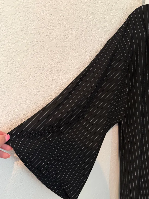 Zara blazer in black with fine metallic silver pinstripes - Image 2
