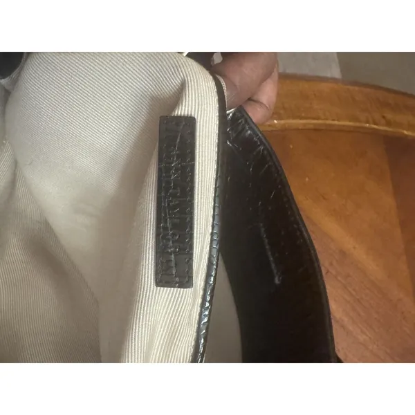 Ann Taylor Black Croc Embossed Leather Purse Silver Hardware - Image 11