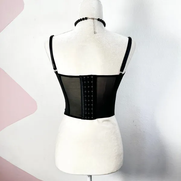 Black Corset‎ Bustier Tank Top Sz Small Lace Gothic Vampire Witchy Grunge Emo - Image 2