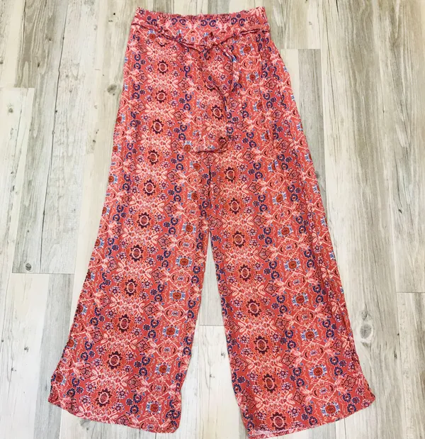 NWT Boutique Boho wide leg floral tie pants sz Large - Image 2