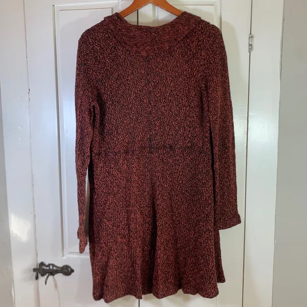 Cut Loose Womens Rust Black Marled‎ Knit Hooded Longline Cardigan Sweater Medium - Image 7
