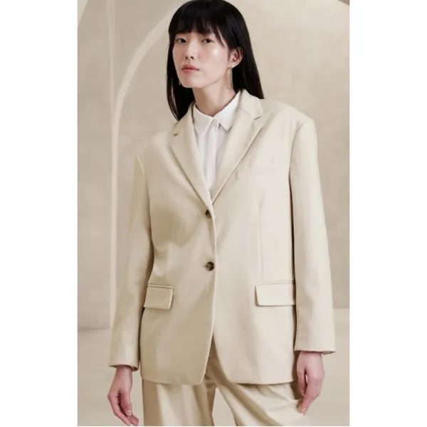 Banana Republic Oversized Two-Button Blazer Cream Sz L NWT Career Office Minimal - Image 2