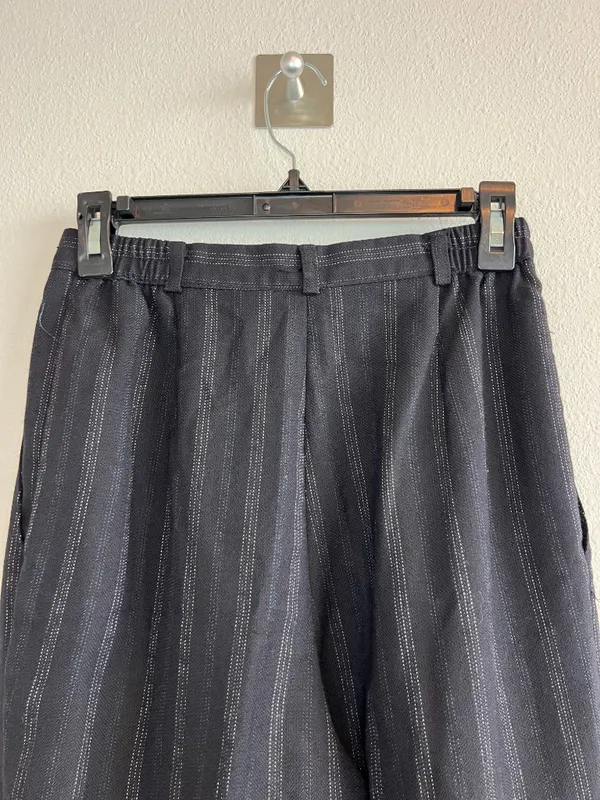 Vintage 90s High Waist Black Pleated Dress Pants with Stripes - Image 7