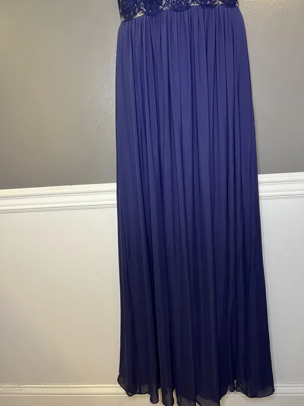 Sherri Hill Dress Womens 8 Blue Lace Illusion Bodice Open Back Maxi Formal Prom - Image 5