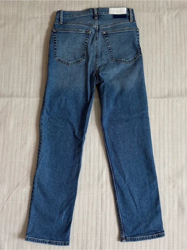 Re/Done Comfort Stretch High-Rise 70s Stove Pipe in Western Blue Size 26 - Image 9