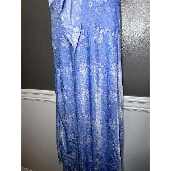 Altar'd State Dress Womens Medium Blue Floral Tie Front Flutter Sleeve Maxi - Image 7