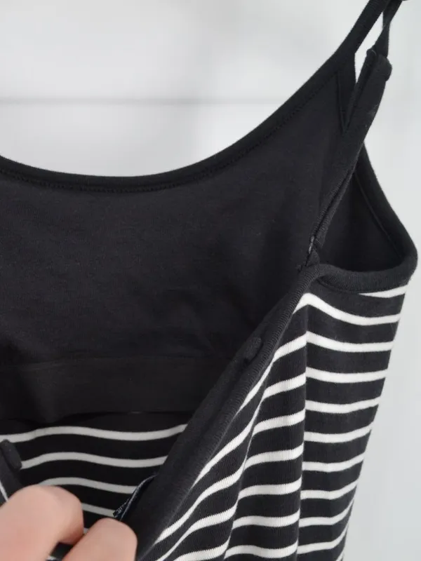 Gap Striped Maxi Dress Black White Built-In Bra Sz S - Image 4