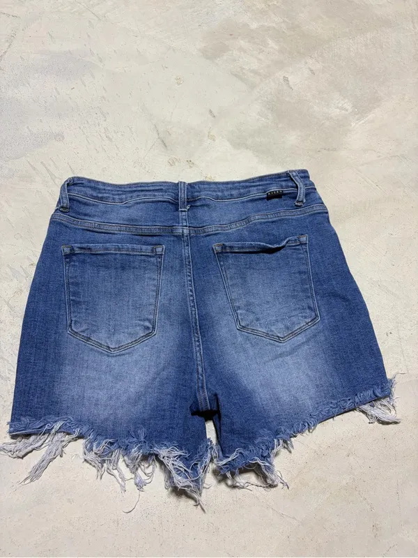 Risen jeans Women's Distressed Denim Shorts asymmetrical xl - Image 4
