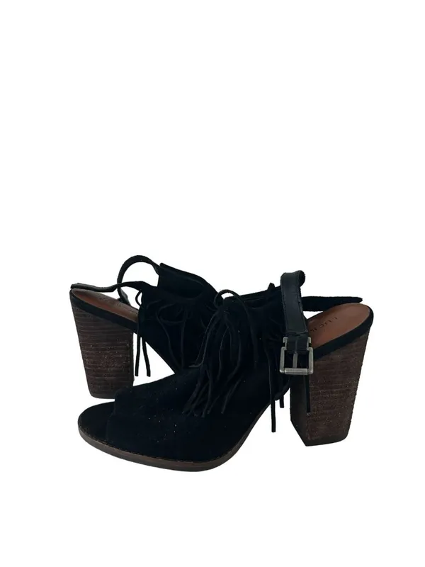 LUCKY BRAND Womens Liennah Black Fringe Heels Size 8 - Image 3