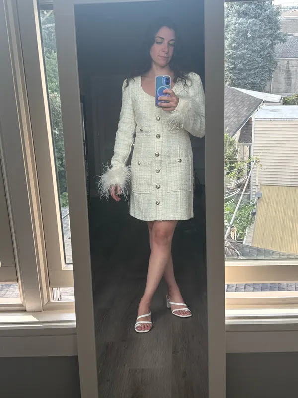 Line and Dot Revolve Mini Dress White - Image 2