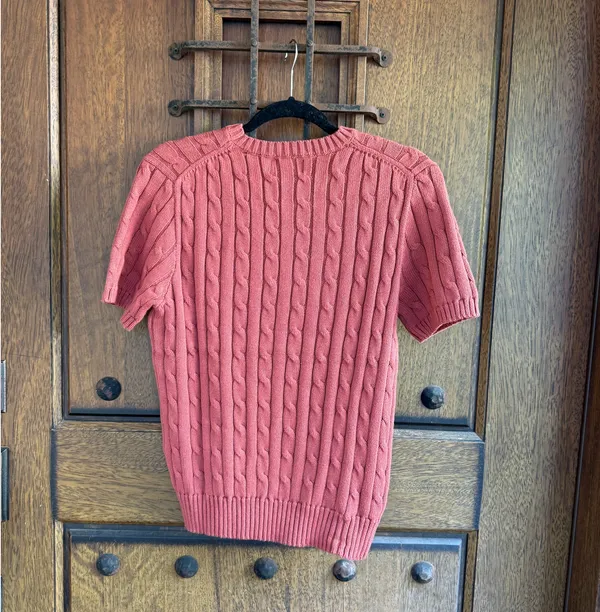 Polo by Ralph Lauren reddish brown Cable Knit Short Sleeve Sweater Size M - Image 4