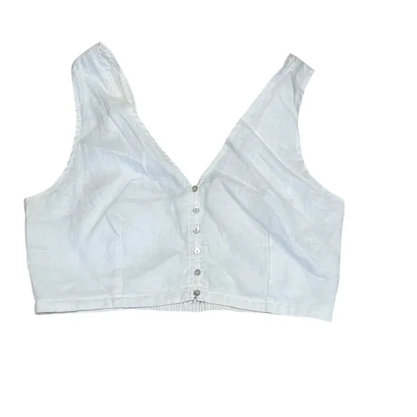 Madewell Gwen Crop Vest Top Womens Size 10 White Button Front V-Neck - Image 5
