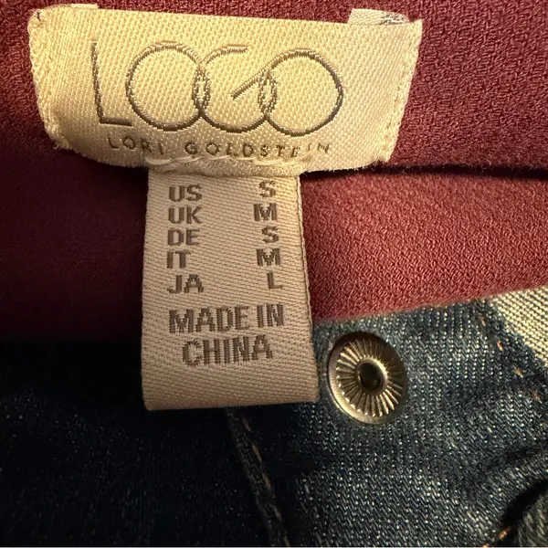 LOGO By Lori Goldstein Denim Corduroy Jacket S Burgundy Colorblock Boho Western - Image 7