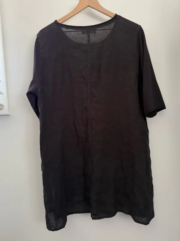 Zen Cheyenne 1X Tunic Top Black‎ Lagenlook Oversized Relaxed Linen - Image 4