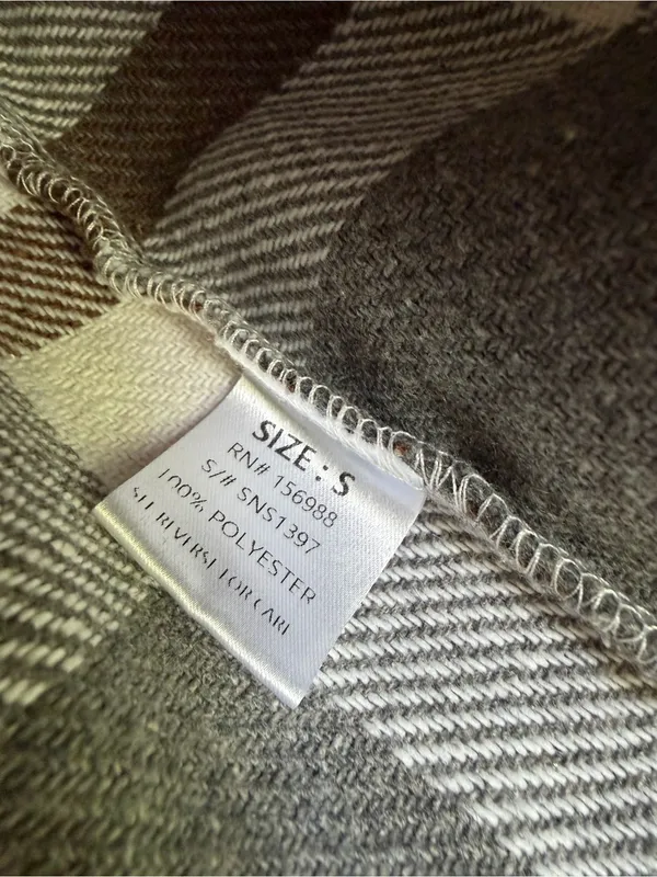 Sewn + Seen Oversized Cozy Plaid Flannel Shacket Size Women’s Small Gorpcore Gray - Image 6