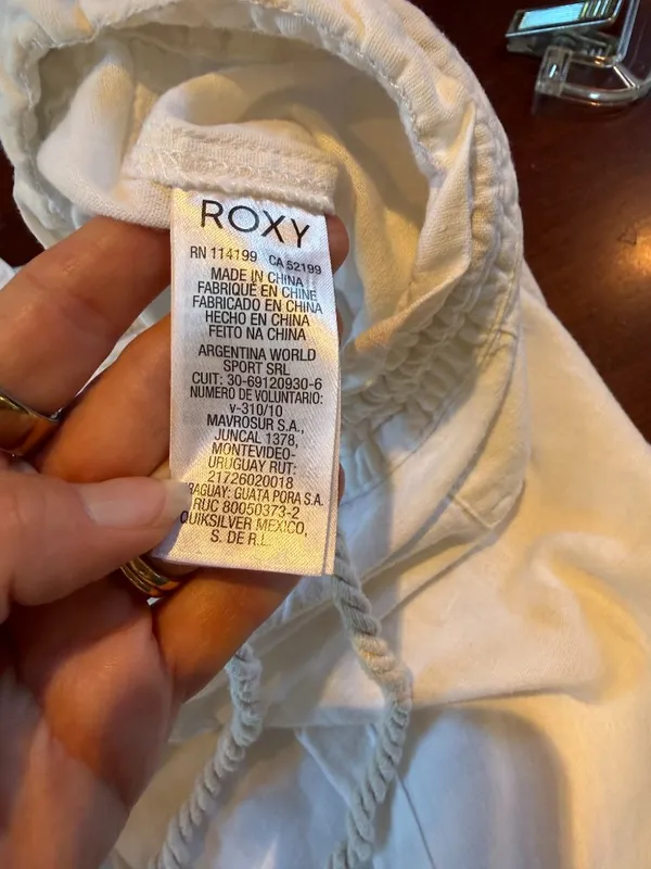 ROXY White Linen Drawstring Wide Leg White Pants Trousers Size Small - Image 8