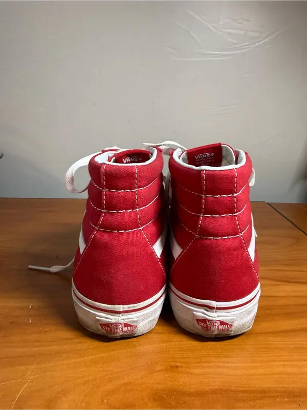 Vans Sk8 Classic High Top Sneaker Canvas Red White Skater‎ Streetwear W8 - Image 5