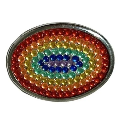 Rainbow‎ Rhinestone PRIDE Belt Buckle Silver Toned Oval Western LGBTQ Statement - Image 4