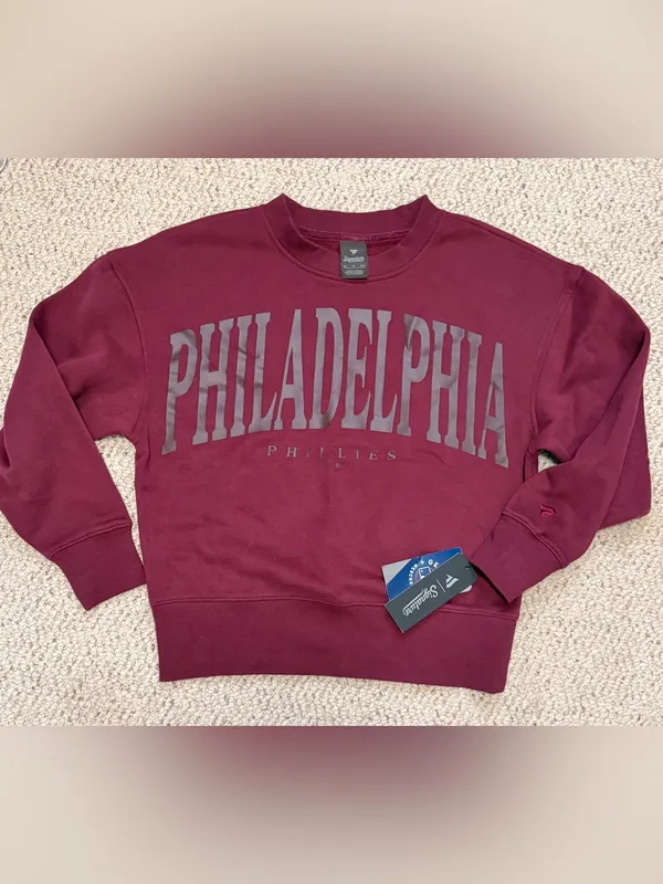 NWT Signature by Fanatics Philadelphia‎ Phillies Cropped Crewneck Sweatshirt XS - Image 2