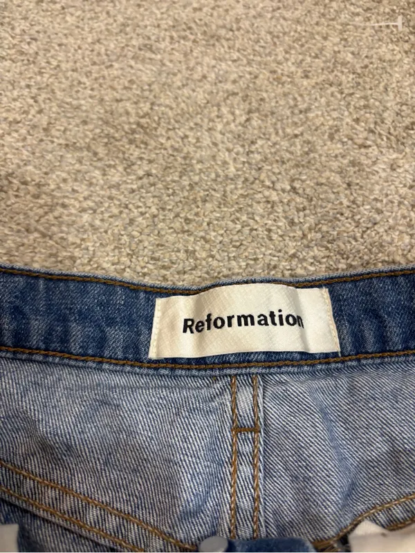 Reformation Size 28 Dixie Jorts High Rise Button Fly Bryce Wash Distressed - Image 12