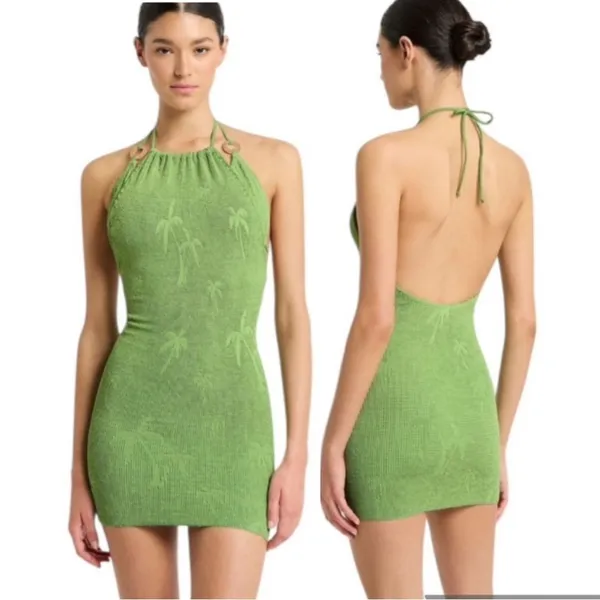 NEW Bond-eye The Imogen Body-Con Cover Up Minidress Matcha Palm Green One Size - Image 2