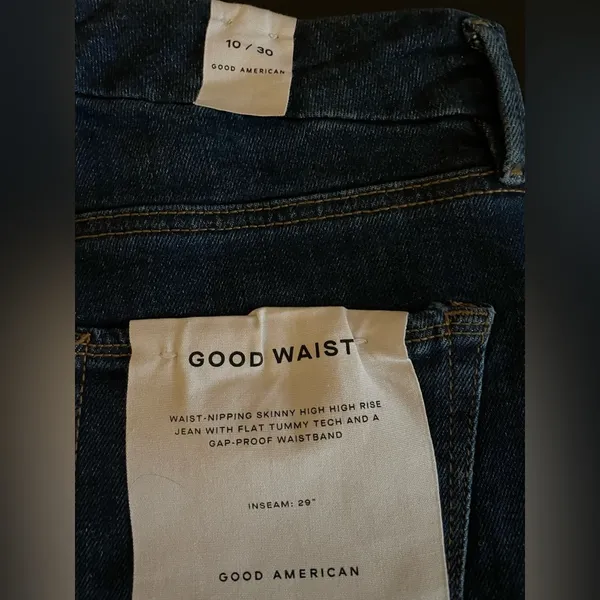 NWT Good American Good Waist Step Hem Skinny Jeans Dark Blue Denim Size 10 - Image 8