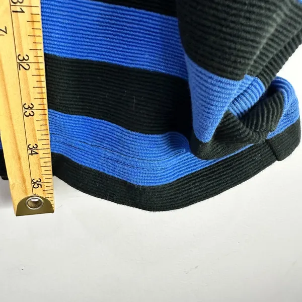 Karen Kane Sweater Dress Womens Large Blue Black‎ Striped Mock Neck Vtg 80s - Image 4