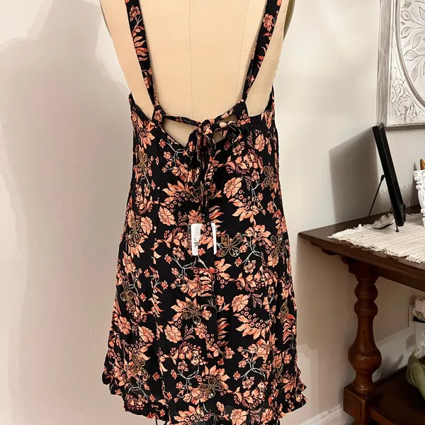 Free People Made Ya Look Sparkle Black Printed Mini Dress Size: Large - Image 8