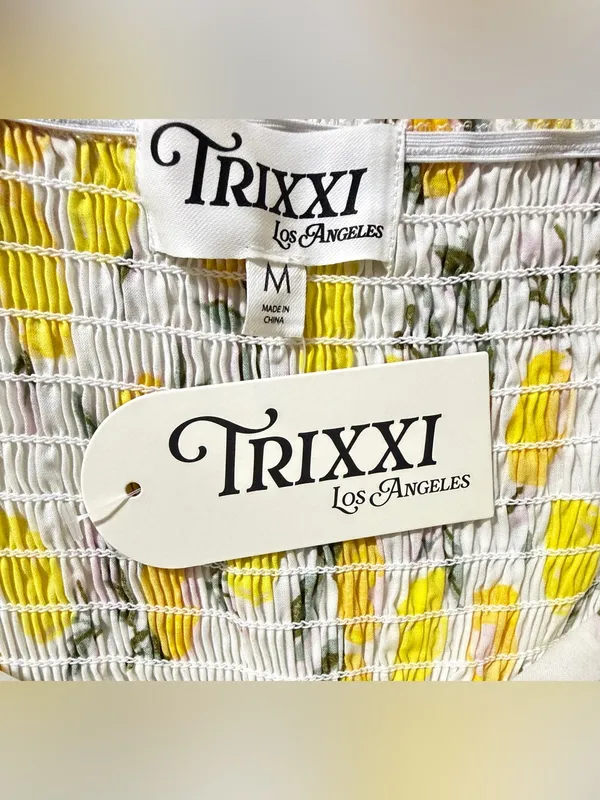 TRIXXI Los Angeles Lemon Print Puff Sleeve Mini Dress Size M NWT - Image 7