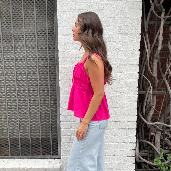 Old Navy Y2k hot pink strappy cami boho tank top sz M - Image 3