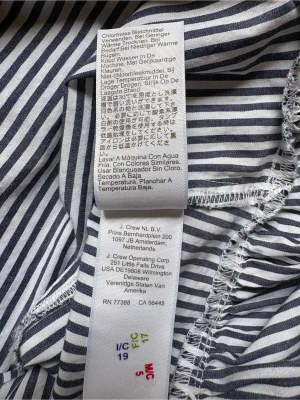 J.Crew Factory 14 Blue White Striped Ruffle Sleeve Midi Shirt Dress CK548 - Image 7