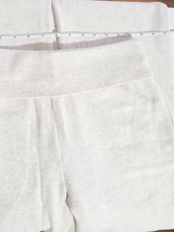 VS PINK Campus Fleece Foldover Flare Sweatpants - Natural Heather - Size S/R - Image 6