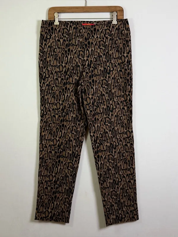 Krazy Larry Women’s Leopard Print Pull-On Ankle Pant Sz 12 Stretch Office Casual - Image 2