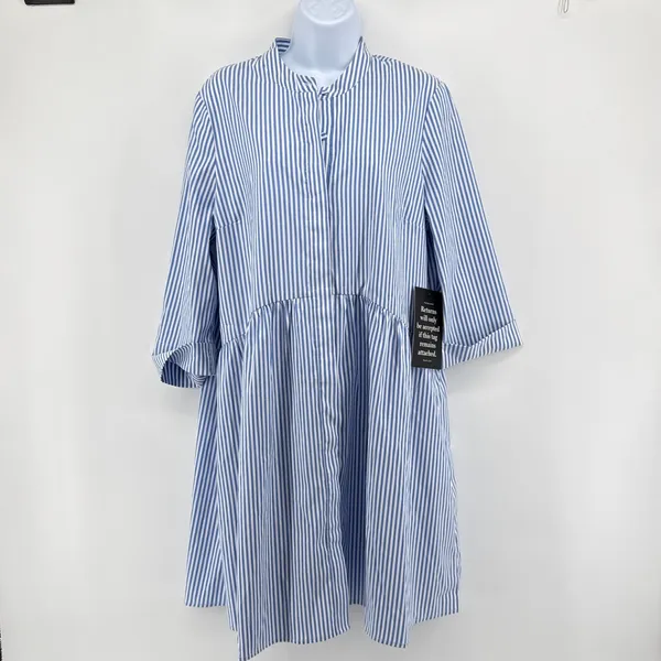 Tuckernuck Royal Shirt Dress Blue White Stripe Popover‎ Mini Size Large NWT - Image 3