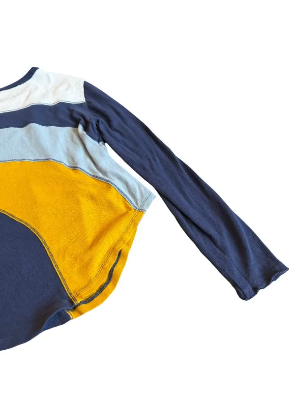Free People Movement Navy Mustard Colorblock Long Top Shirt Swing Medium Women's - Image 8