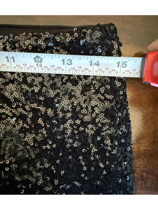 Black Sequin High Waist Pants With Zipper Ankle - Image 7