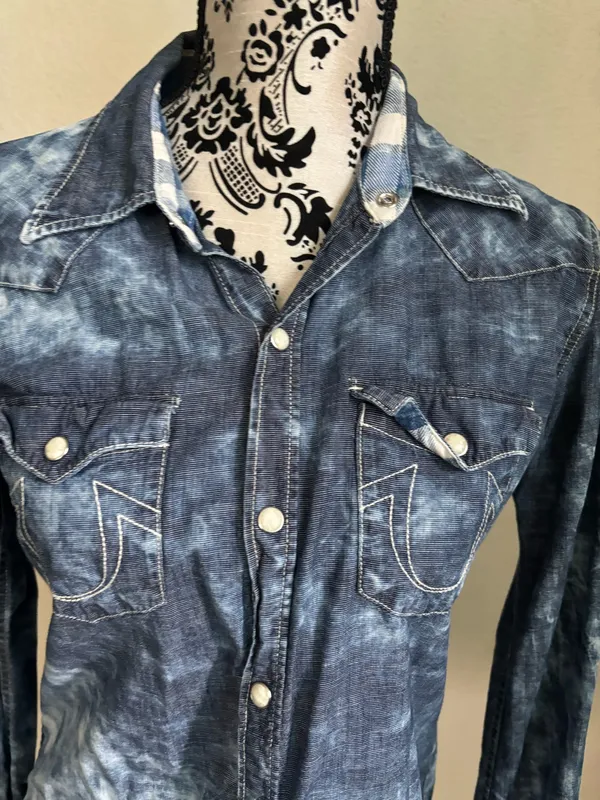True Religion Button Down Shirt Denim - Image 2