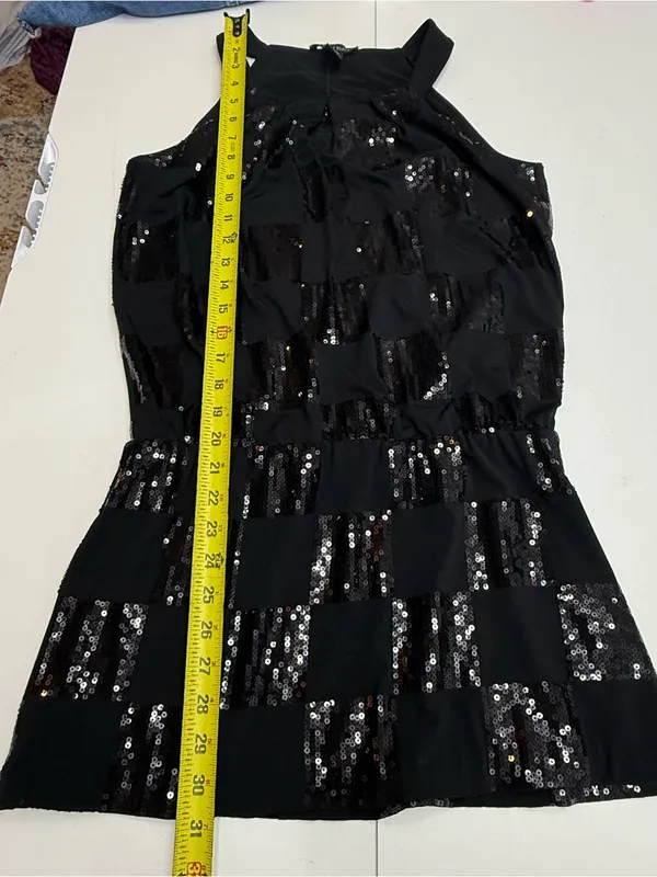 White House Black Market Sequin Check Halter Tunic Dress size S - Image 6