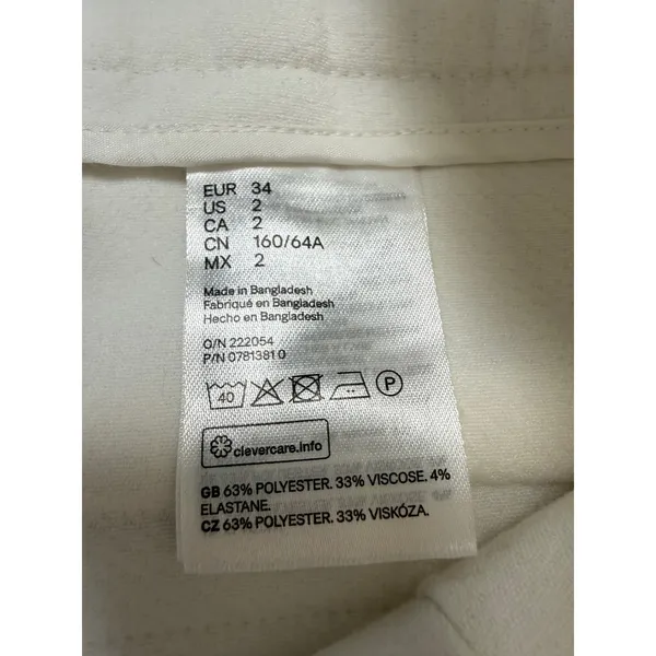 HM Womens White Pintuck Ankle Trousers Size 2 Slim Fit High Rise Dress Pants - Image 7