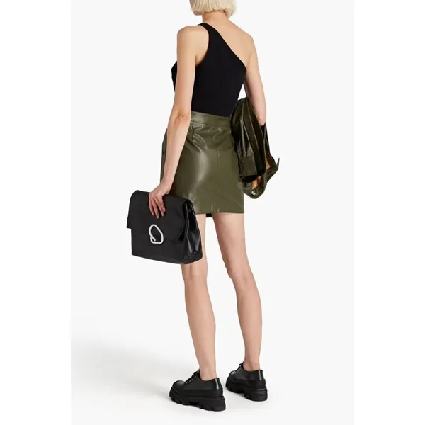 Nicholas Gabriella Mini Skirt in Green 2 Womens Faux Leather Vegan - Image 12