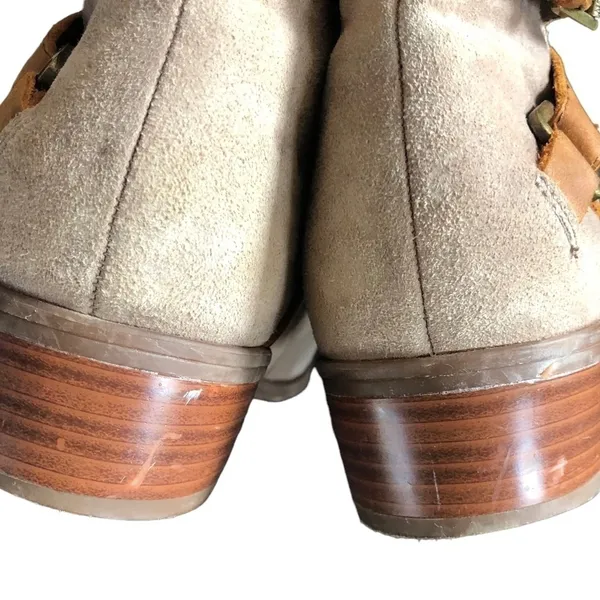 Lauren Ralph Lauren Mehira Leather Suede Booties Sz. 7.5 Tan Brown Equestrian - Image 4
