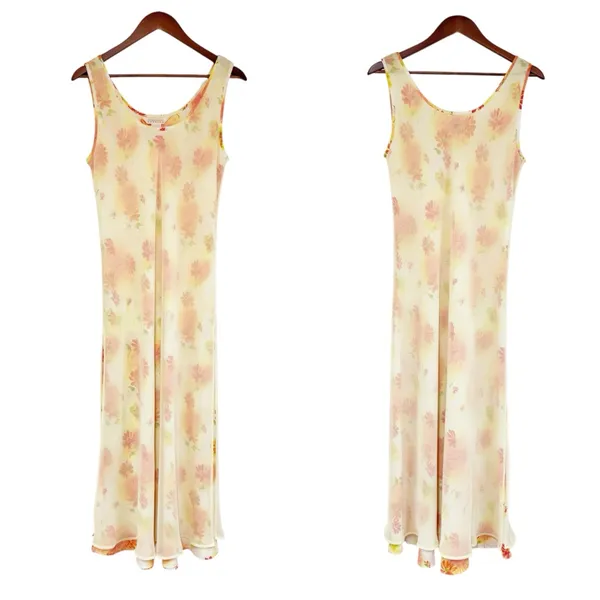 VINTAGE Y2K Express Sheer Layered Floral Maxi Dress Size 8‎ Yellow Fairy Spring - Image 3