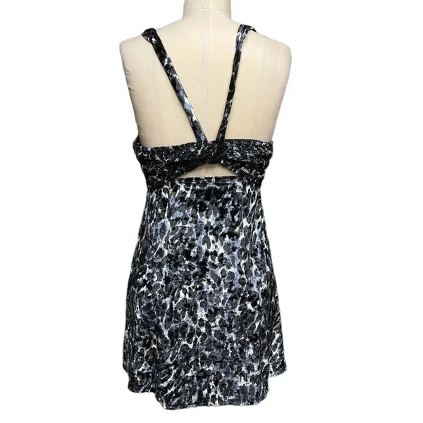 Free People Virgo Moon Velvet Slip Minidress Gray Black Leopard Size‎ XS - Image 8